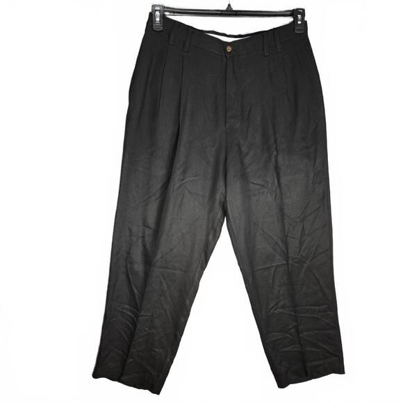 Other - Tommy Bahama 100% Silk Pleated Dress Pants Men's 36 Black Luxury Relaxed Chino